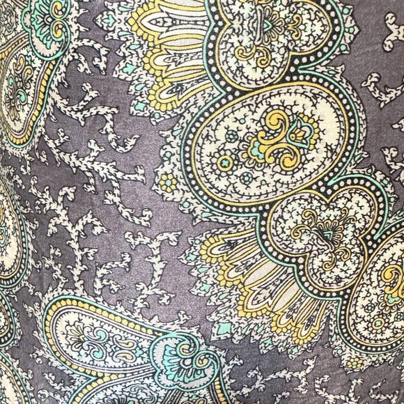 Pottery Barn 20x20 Paisley Decorative Pillow Cover Silk Cotton Blend Gray Gold - Picture 5 of 11